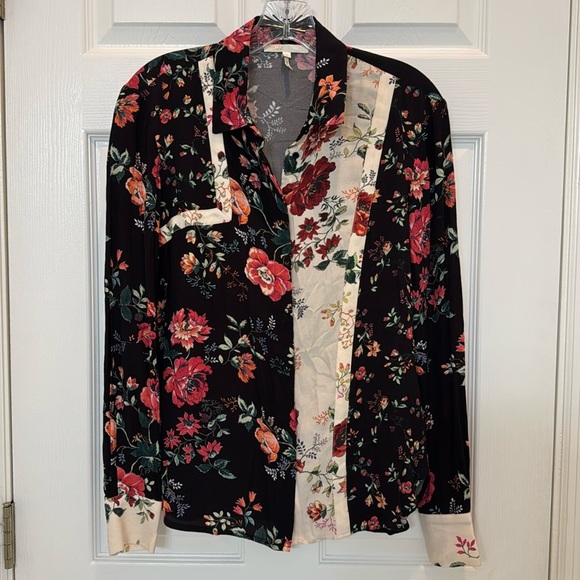 Maje Ciller Patchwork Floral Print Shirt Size Small - Picture 5 of 13